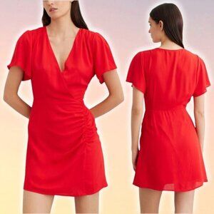 NWT DYNAMITE Wrap Front Mini A-Line Dress Sz Small Red